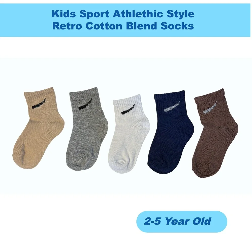 All Seasons Athletic Kids Retro Socks SMALL 2-5 YO Cushioned Ribbed Colorful 5pk